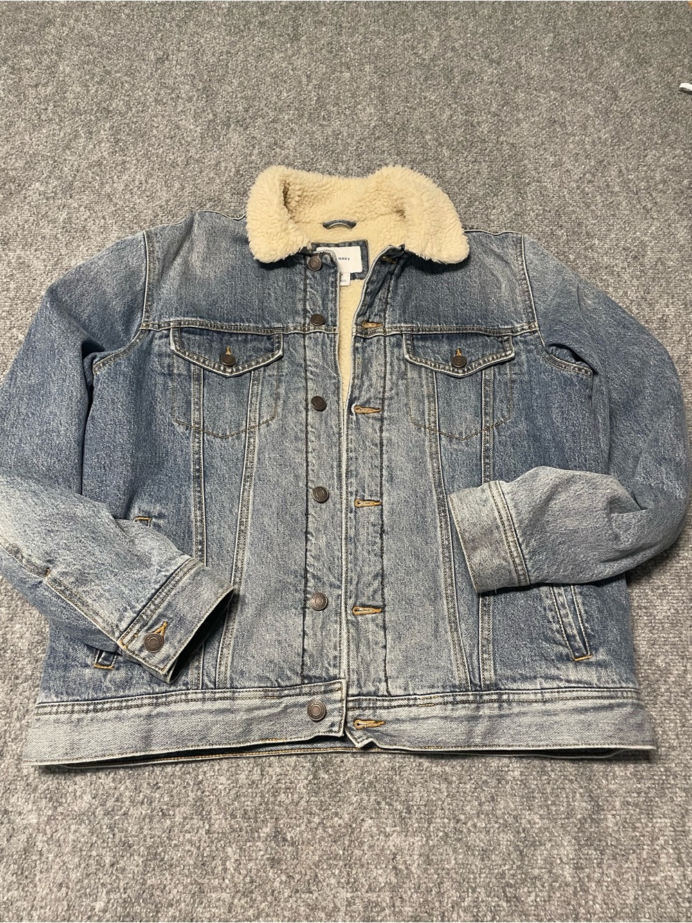 Old Navy Cream Sherpa-Lined Blue Denim Jacket